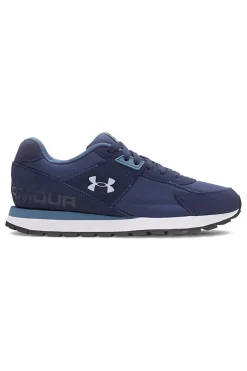 Under Armour Essential Runner – blaue Nylon-Sneaker mit Wildledereinsätzen