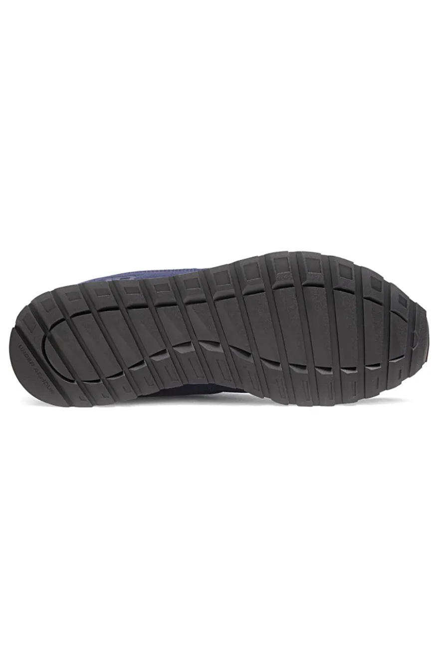Under Armour Essential Runner – blaue Nylon-Sneaker mit Wildledereinsätzen