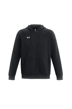 Under Armour RIVAL FLEECE FZ HOODIE Schwarzer Fleece-Hoodie mit durchgehendem Reißverschluss