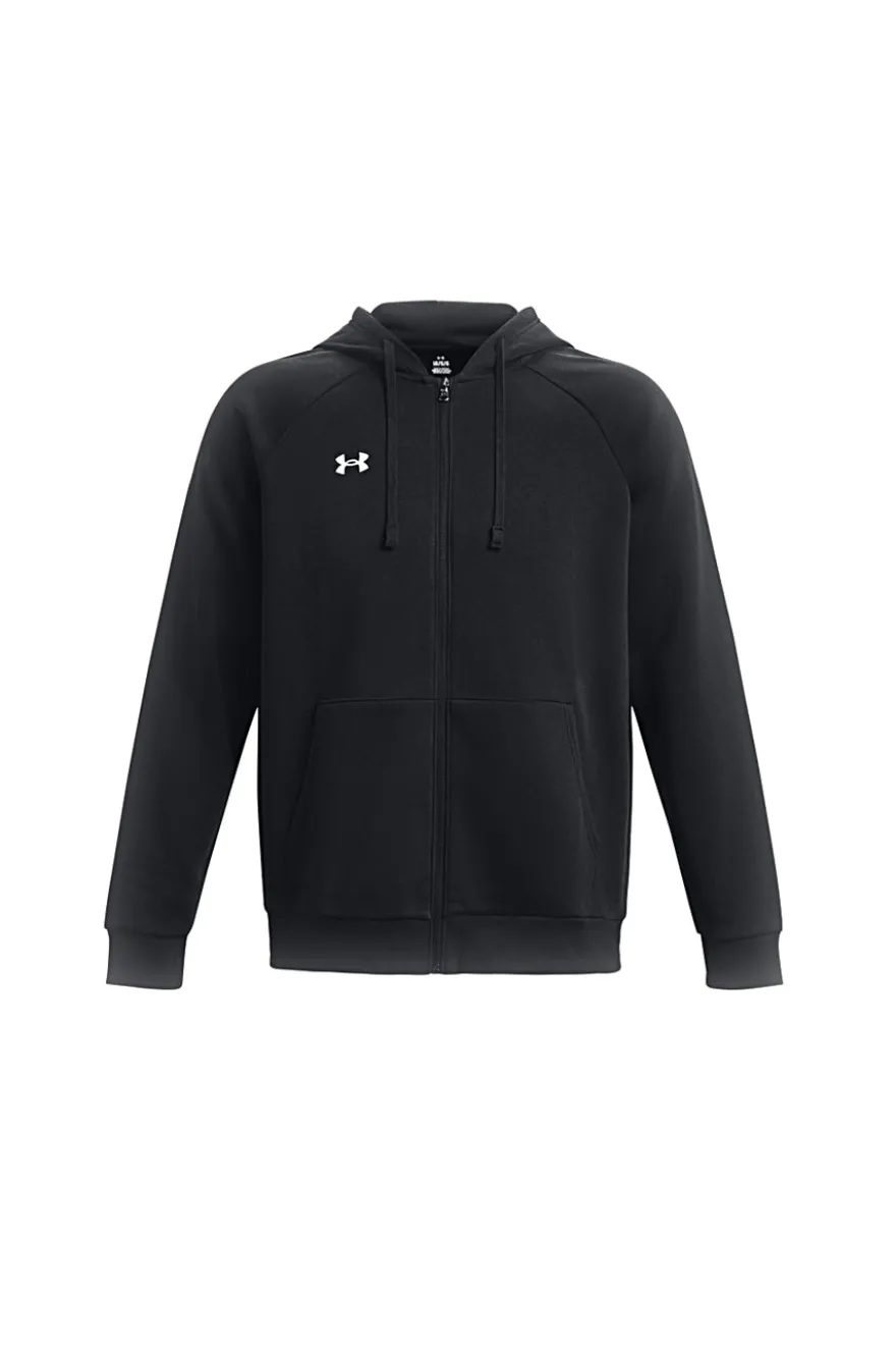 Under Armour RIVAL FLEECE FZ HOODIE Schwarzer Fleece-Hoodie mit durchgehendem Reißverschluss