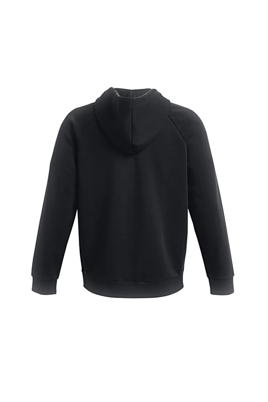 Under Armour RIVAL FLEECE FZ HOODIE Schwarzer Fleece-Hoodie mit durchgehendem Reißverschluss