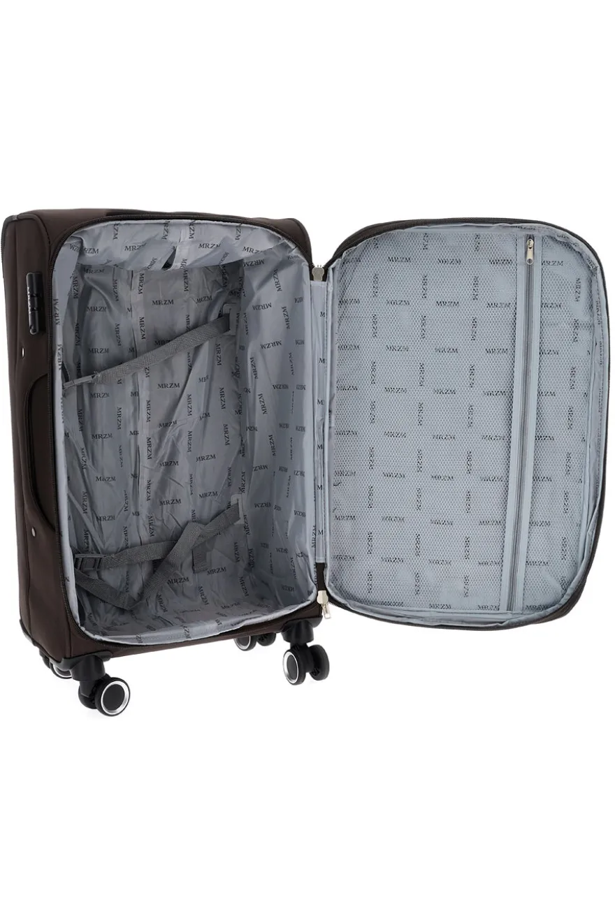 Valigia trolley piccola marrone con ruote girevoli Mrzm DH SOFT P