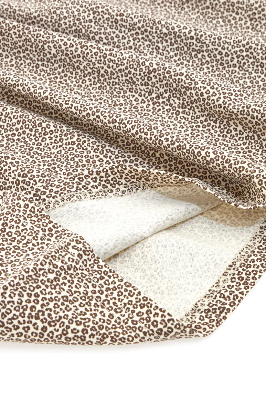 Vestito Beige con Gonna Animalier e Dettagli Azzurri PITT KIDS PT-K-SK-7003