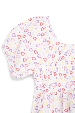Vestito bianco con stampa cuori in cotone Pitt kids Pt-g-d-9043