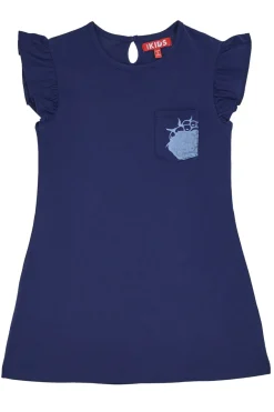 Vestito Blu con Maniche Corte Volant Pitt Kids PT-G-D-05066