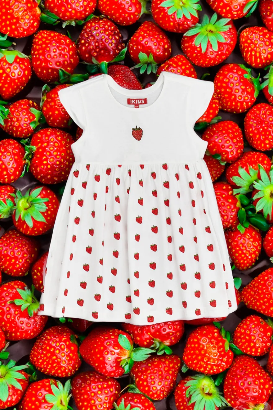Vestito con Fragole Bianco Pitt Kids 05060