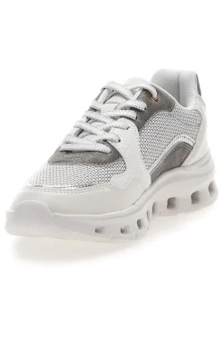 Weiß graue Damen Turnschuhe mit Mesh-Einsätzen Pittarello 8W24859