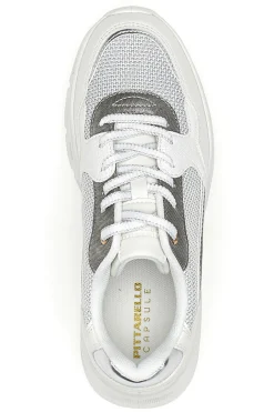 Weiß graue Damen Turnschuhe mit Mesh-Einsätzen Pittarello 8W24859