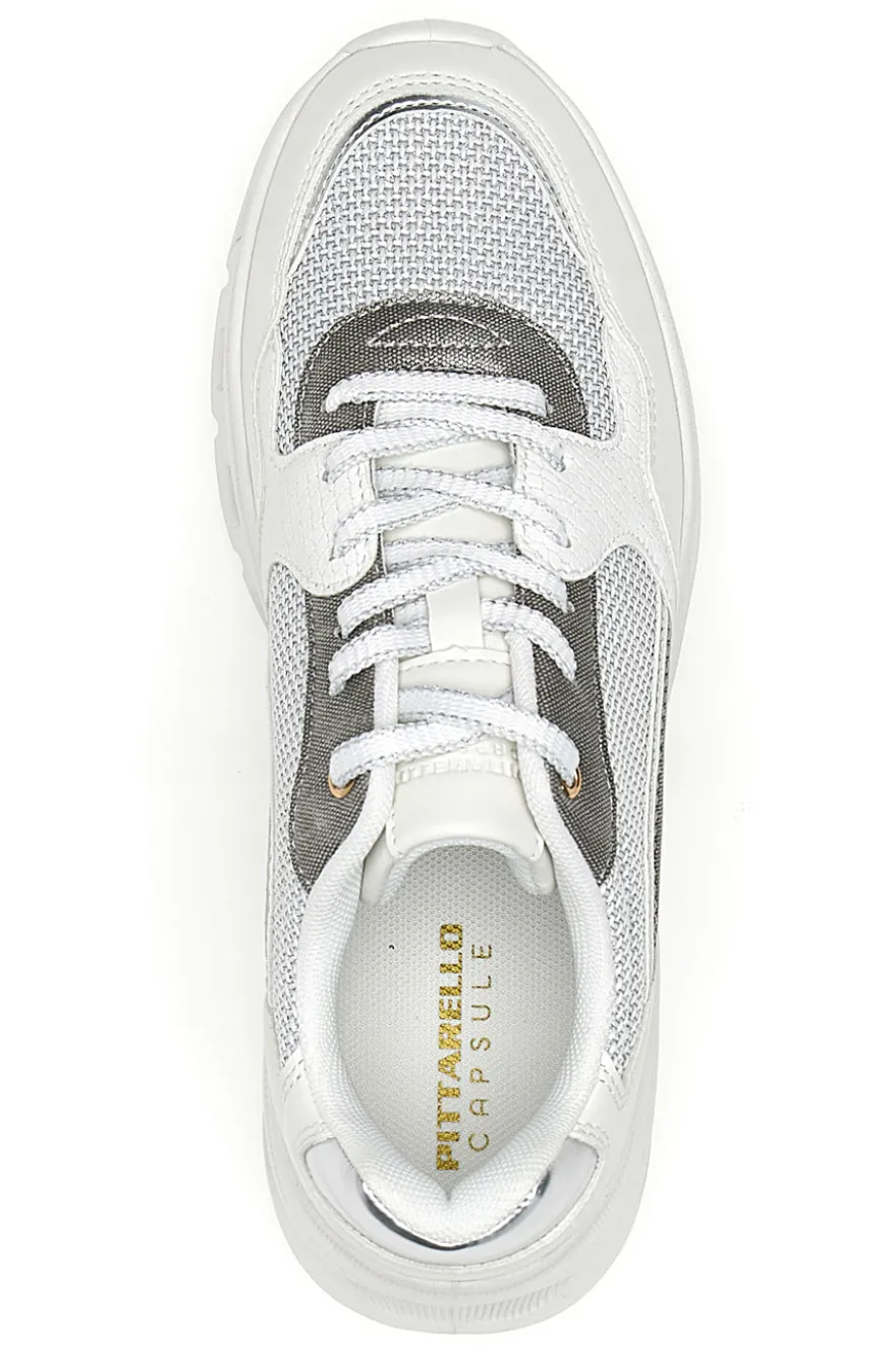 Weiß graue Damen Turnschuhe mit Mesh-Einsätzen Pittarello 8W24859