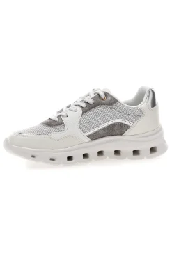 Weiß graue Damen Turnschuhe mit Mesh-Einsätzen Pittarello 8W24859