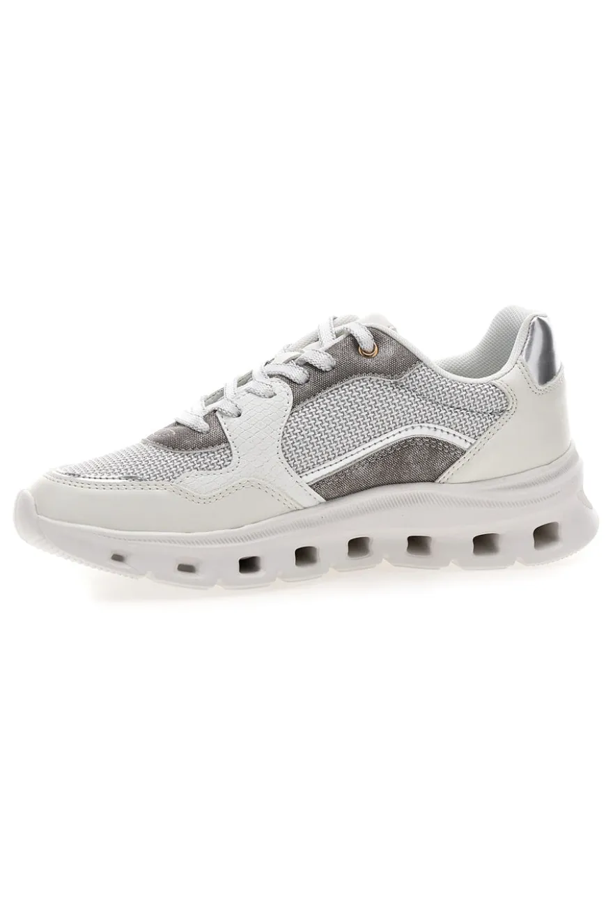 Weiß graue Damen Turnschuhe mit Mesh-Einsätzen Pittarello 8W24859