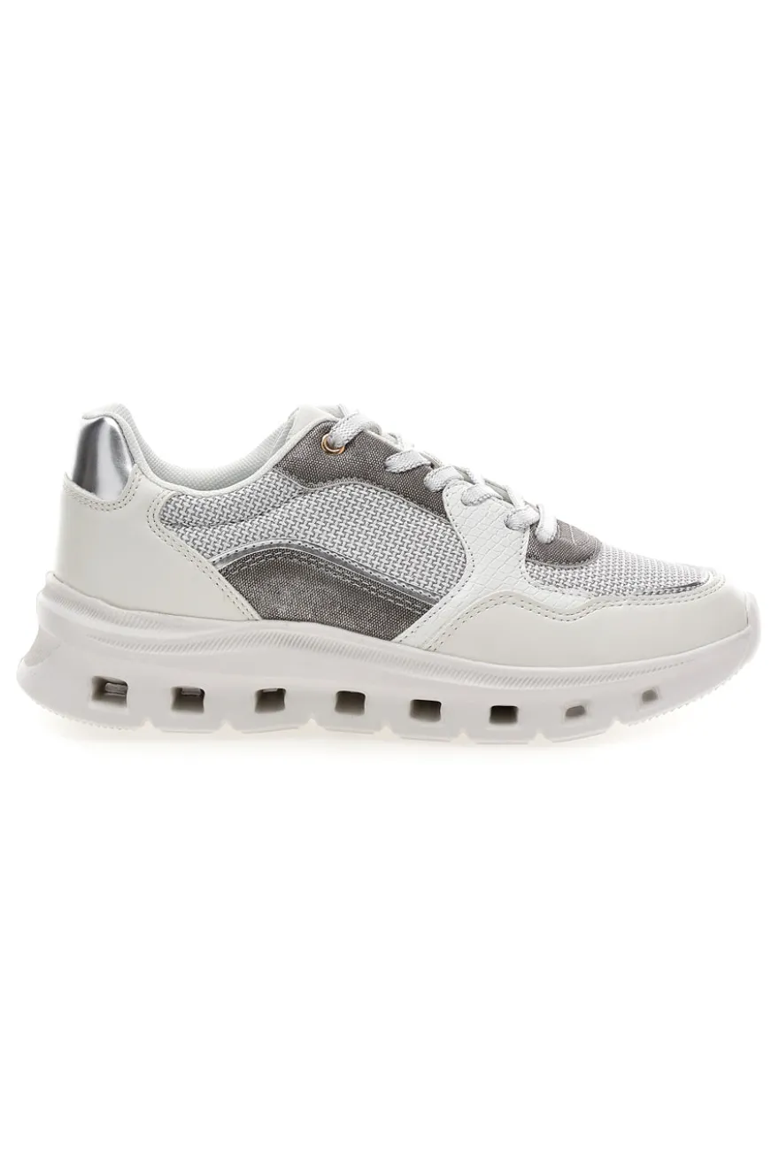 Weiß graue Damen Turnschuhe mit Mesh-Einsätzen Pittarello 8W24859