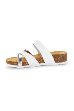 Weiß silberne Hausschuhe mit echter Ledersohle Pittarello eco 293A312SR