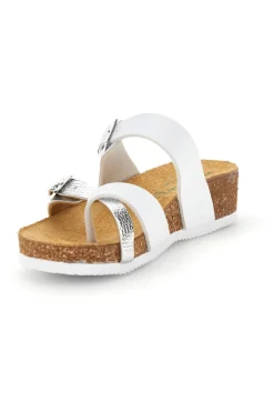 Weiß silberne Hausschuhe mit echter Ledersohle Pittarello eco 293A312SR