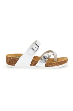 Weiß silberne Hausschuhe mit echter Ledersohle Pittarello eco 293A312SR