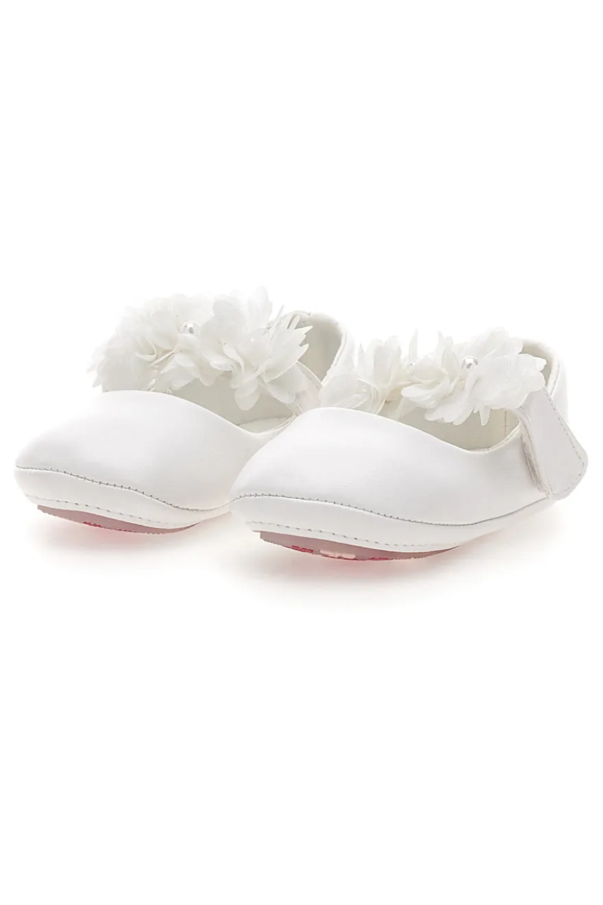 Weiße Ballerinas mit dekorativen Blumen Thank you girl 392601S