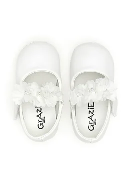 Weiße Ballerinas mit dekorativen Blumen Thank you girl 392601S