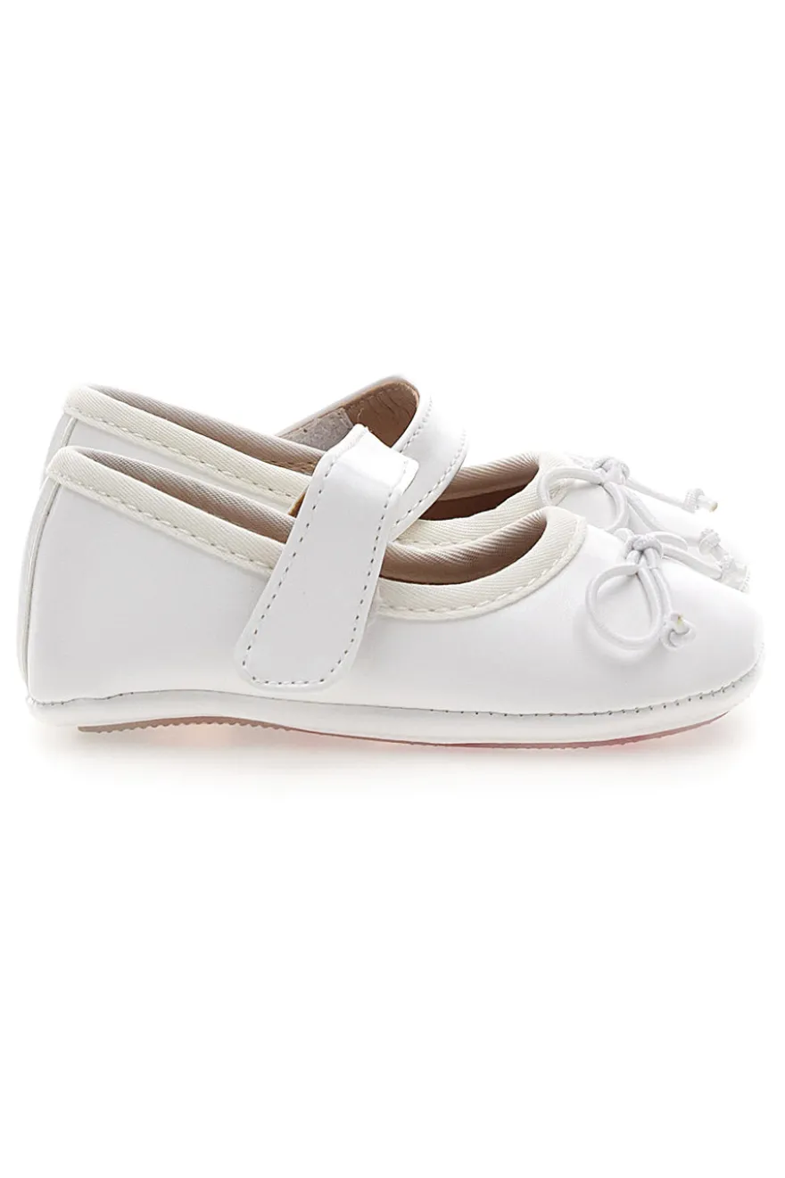 Weiße Ballerinas mit Schleife und Riemen Thank you girl 392602S
