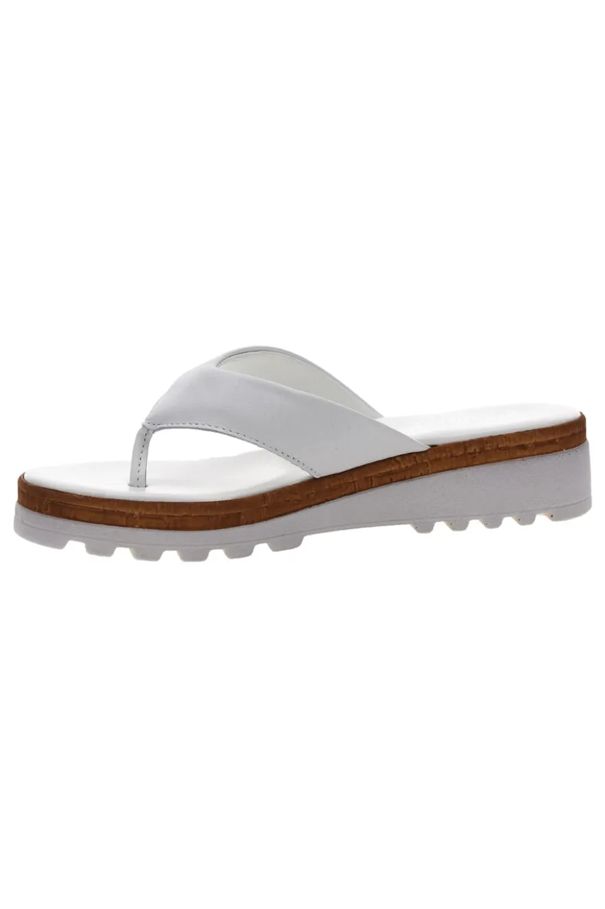 Weiße Flip-Flop-Hausschuhe, hergestellt in Italien, mit Obermaterial aus Leder, PITTARELLO 66470811