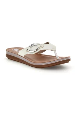 Weiße Flip-Flops mit Schmucksteinbesatz Inblu 19 ZO