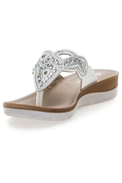 Weiße Flip-Flops mit Steinen und Strasssteinen Inblu 36 Bv