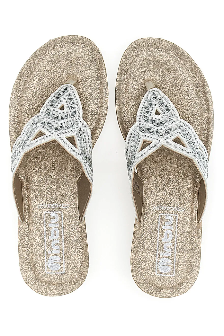 Weiße Flip-Flops mit Steinen und Strasssteinen Inblu 36 Bv