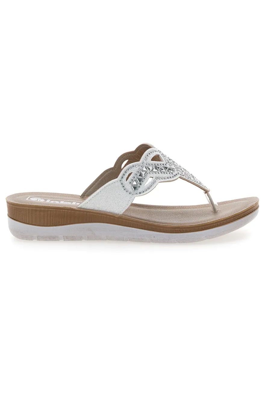 Weiße Flip-Flops mit Steinen und Strasssteinen Inblu 36 Bv