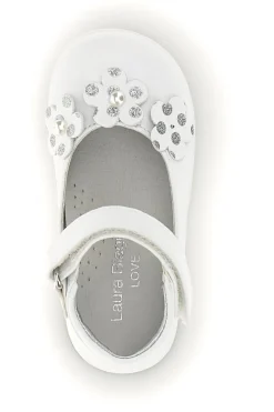 Weiße geblümte Ballettschuhe Laura Biagiotti L9973C9763