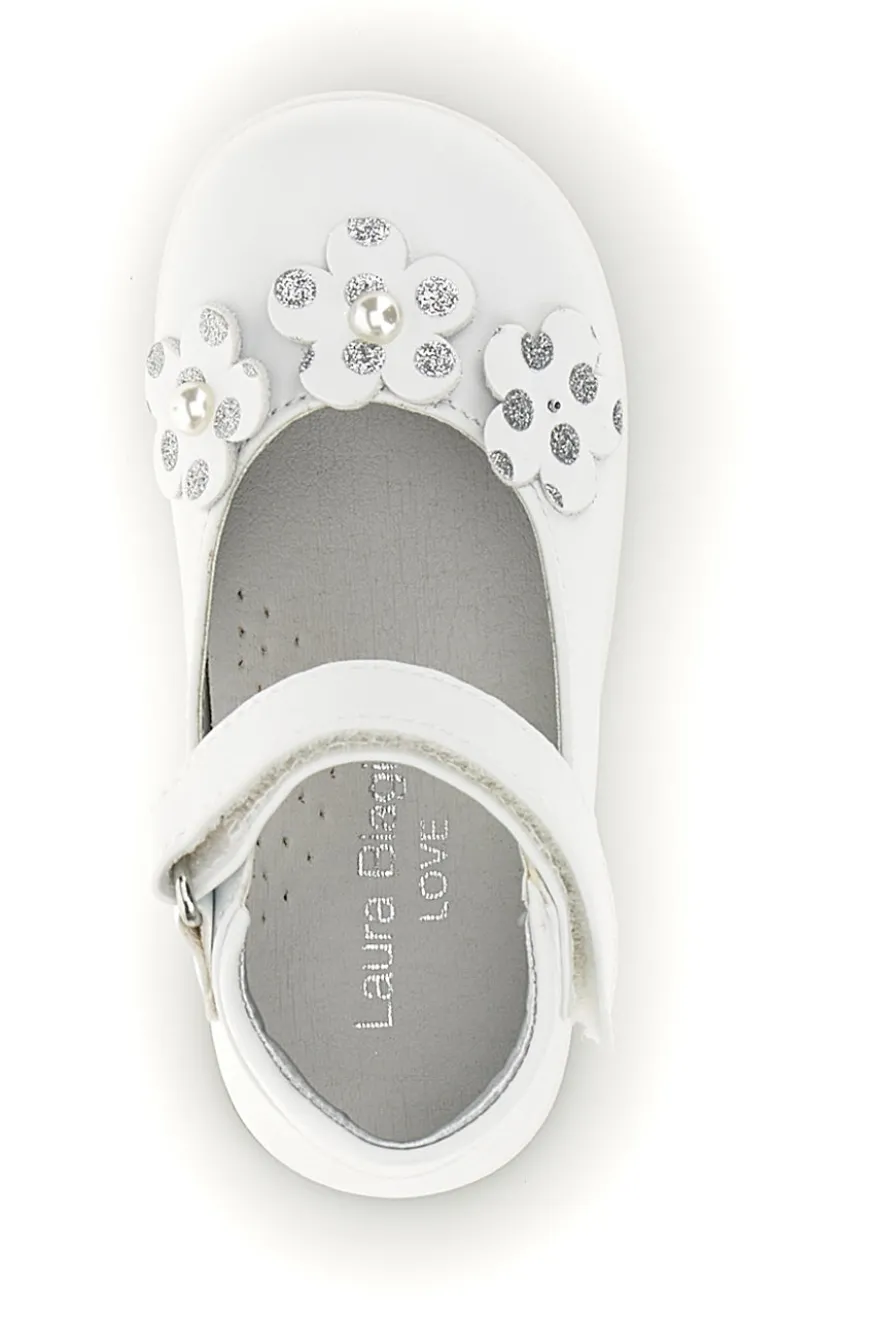 Weiße geblümte Ballettschuhe Laura Biagiotti L9973C9763