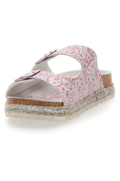 Weiße Hausschuhe mit doppeltem rosa Glitzerband PITT KIDS 14507