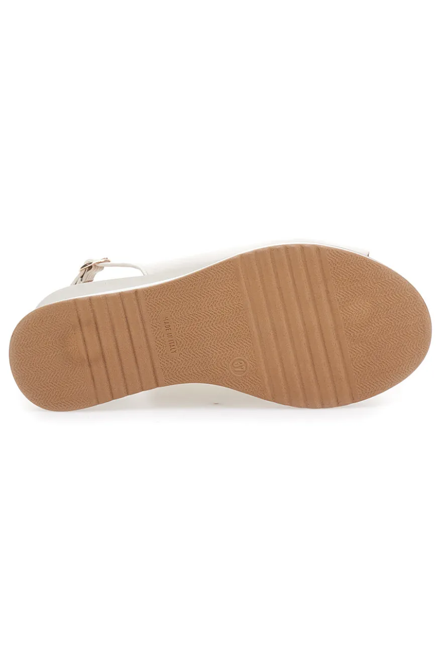 Weiße Ledersandalen mit Keilabsatz und Kette Made in Italy PITTARELLO CLASS 21243