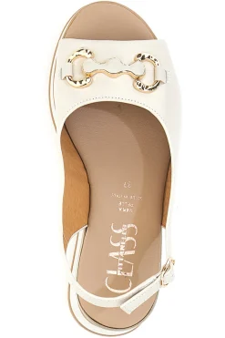 Weiße Ledersandalen mit Keilabsatz und Kette Made in Italy PITTARELLO CLASS 21243