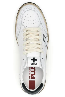 Weiße Leder-Sneaker mit schwarzen Details von Pittarello Plus Aurelius, Made in Italy.