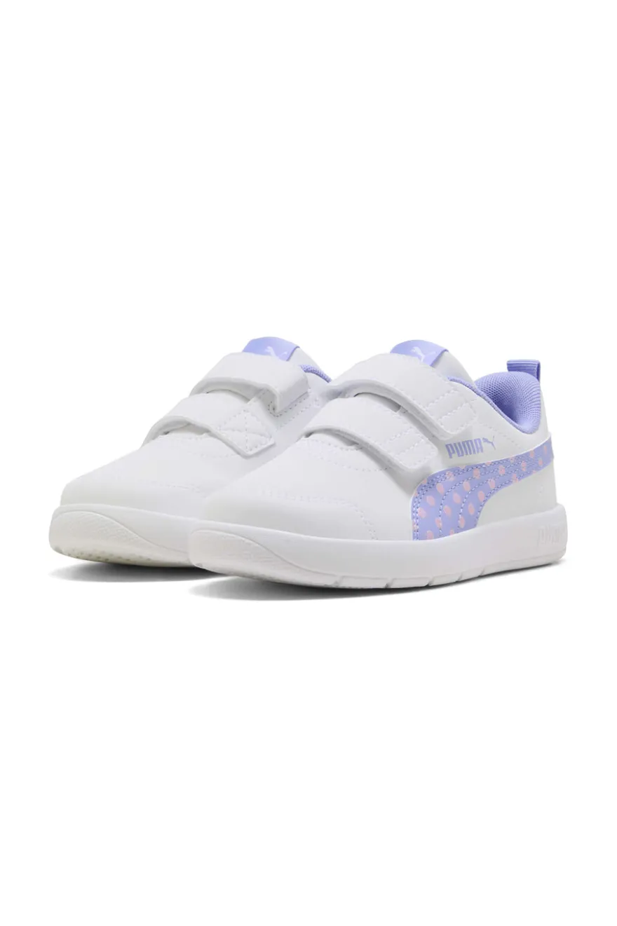 Weiße Pull-on Schuhe Puma Courtflex V3 Dotty V PS