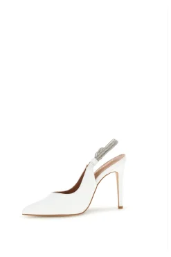 Weiße Pumps mit hohem Absatz und Glitzerriemen First Lady P650