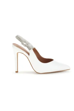 Weiße Pumps mit hohem Absatz und Glitzerriemen First Lady P650