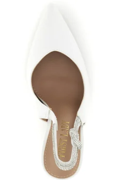 Weiße Pumps mit hohem Absatz und Glitzerriemen First Lady P650