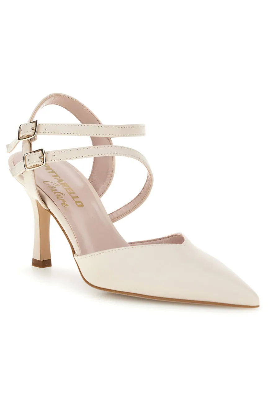 Weiße Pumps mit Riemen Pittarello couture 3811S