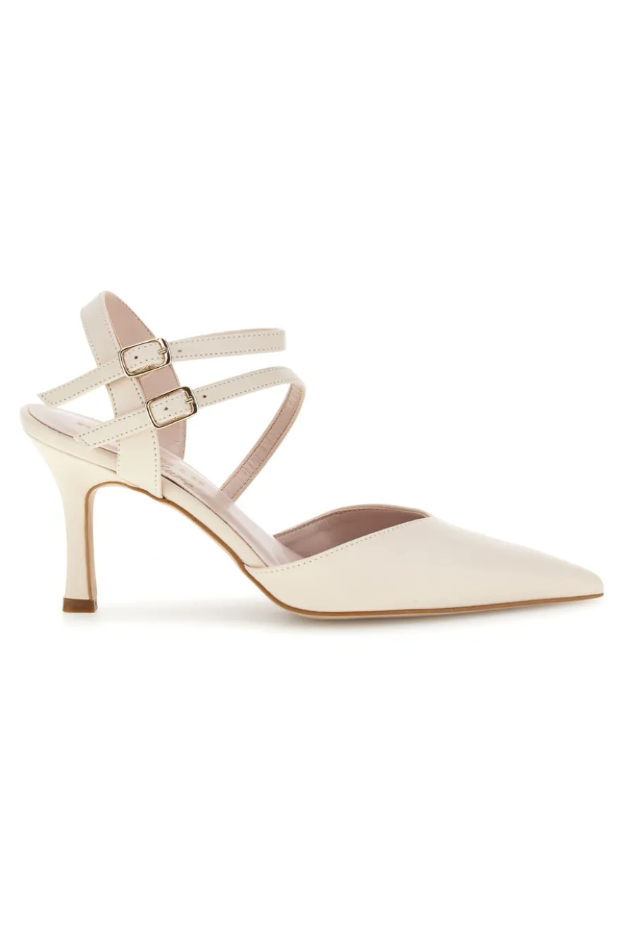 Weiße Pumps mit Riemen Pittarello couture 3811S