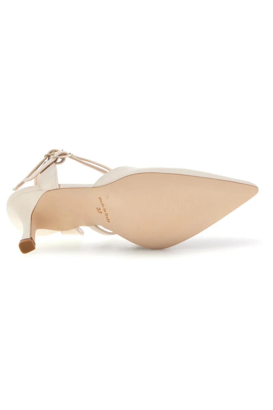 Weiße Pumps mit Riemen Pittarello couture 3811S