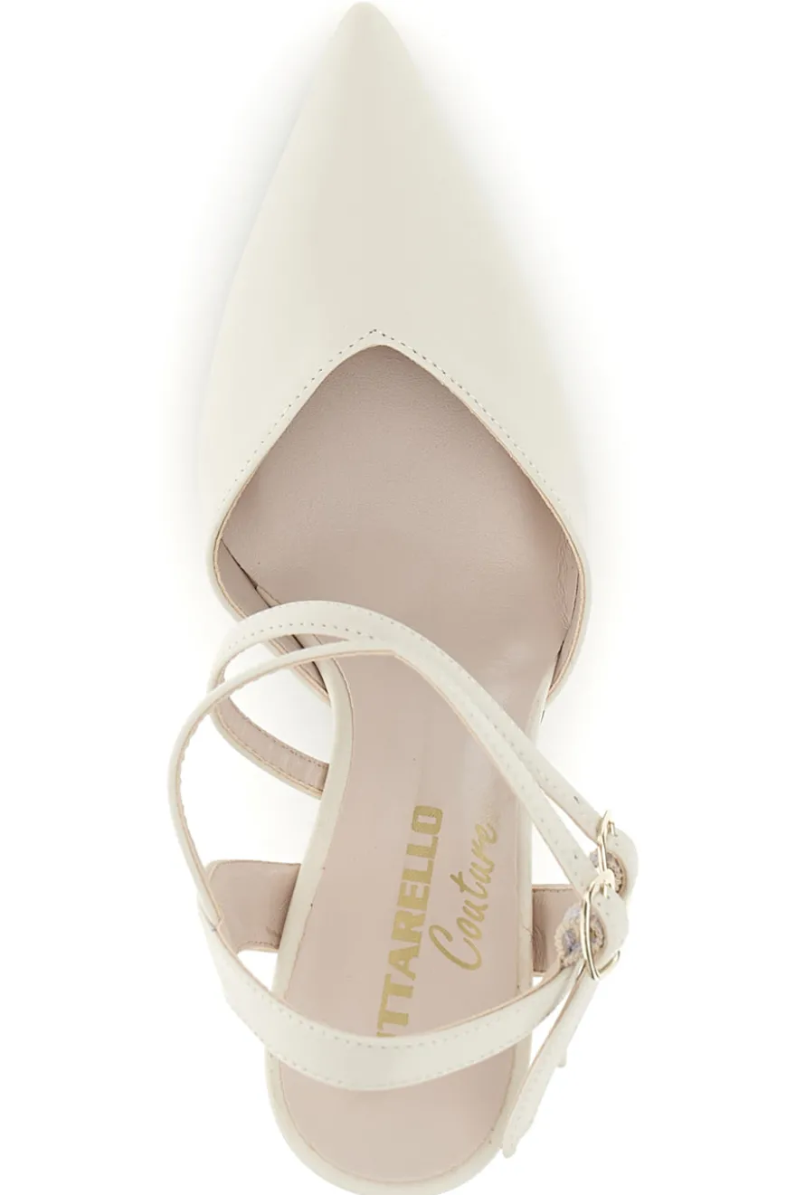 Weiße Pumps mit Riemen Pittarello couture 3811S