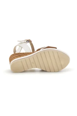 Weiße Sandalen mit gewebtem Keil und doppelter Schnalle Inblu 44 FG
