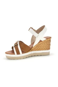 Weiße Sandalen mit gewebtem Keil und doppelter Schnalle Inblu 44 FG