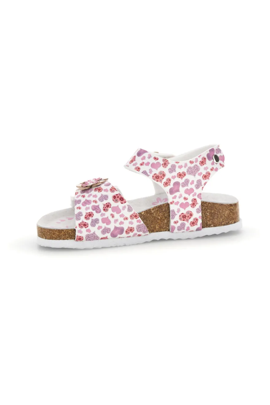 Weiße Sandalen mit Herzchen Print Pitt kids 14609