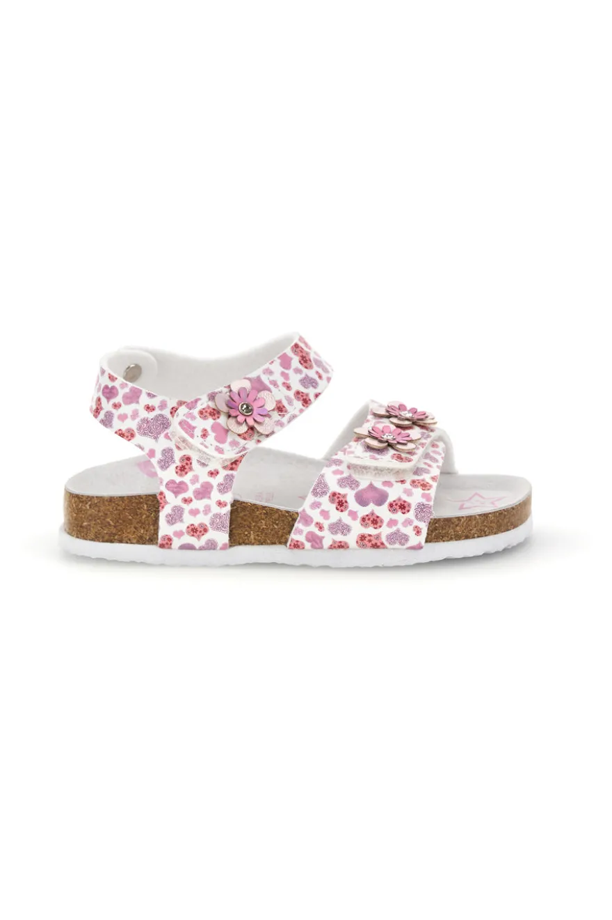 Weiße Sandalen mit Herzchen Print Pitt kids 14609