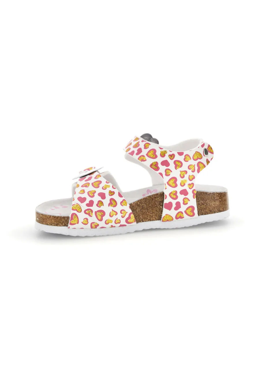 Weiße Sandalen mit Herzchen Print Pitt Kinder 14611