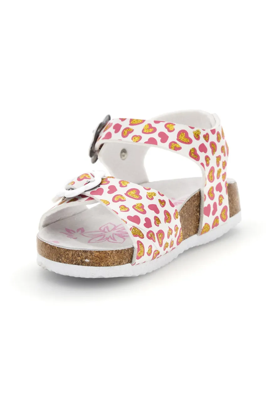 Weiße Sandalen mit Herzchen Print Pitt Kinder 14611