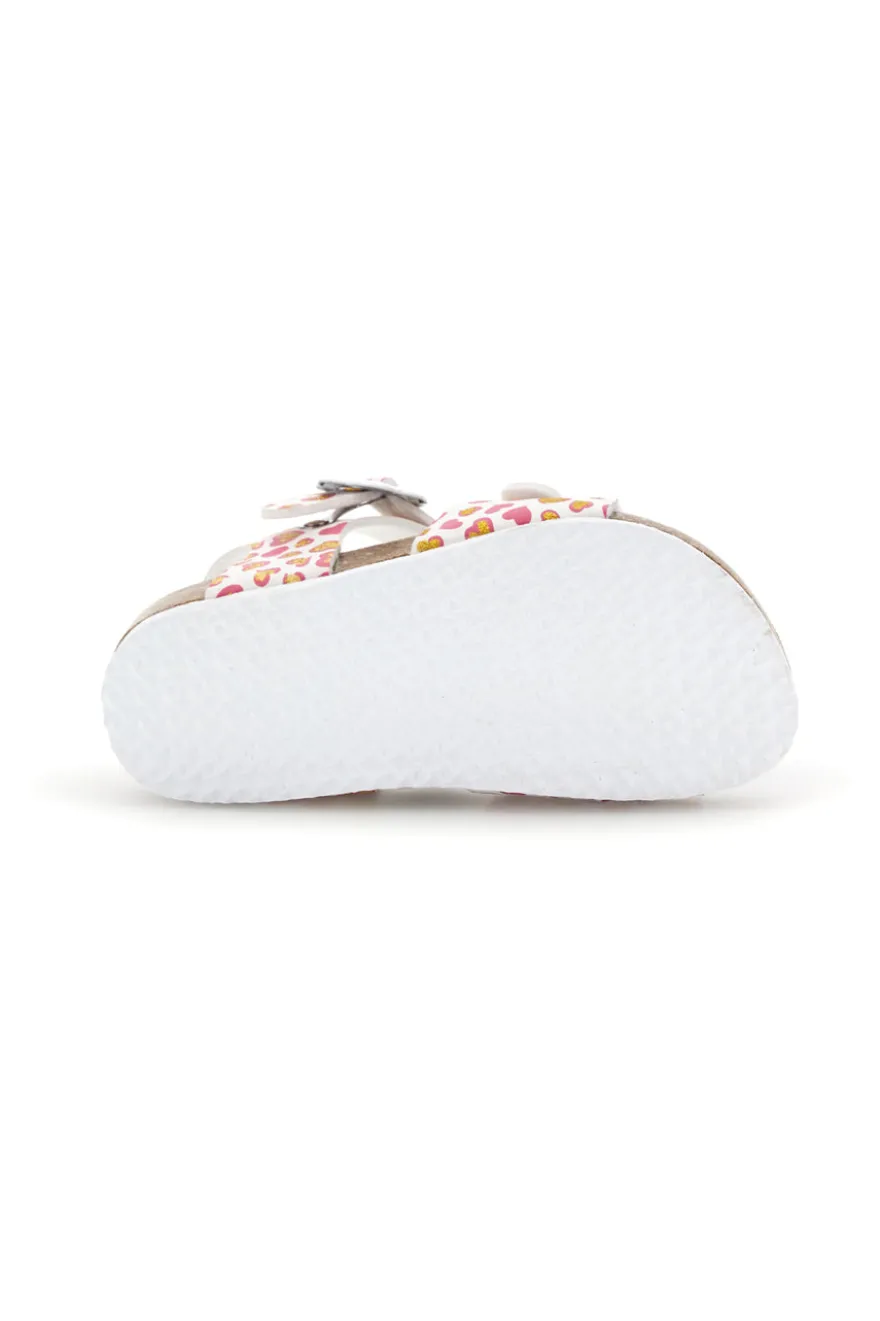 Weiße Sandalen mit Herzchen Print Pitt Kinder 14611