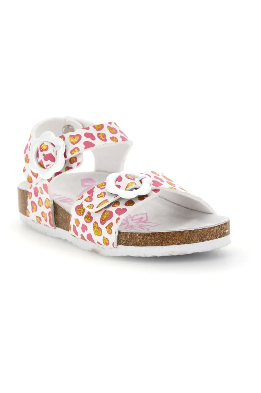 Weiße Sandalen mit Herzchen Print Pitt Kinder 14611