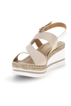 Weiße Sandalen mit Plateau-Keil und Riemen im Pittarello-Look MK3313109